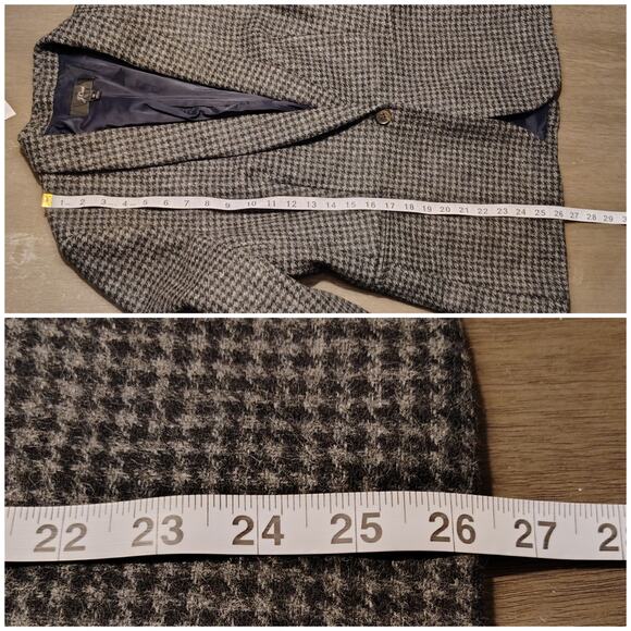 J. Crew Parke Houndstooth Wool Blazer Black Gray Size 12 - Picture 7 of 14